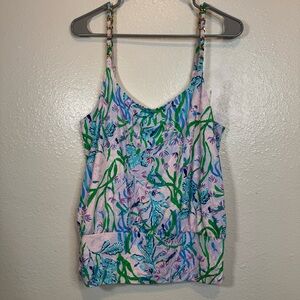 Lilly Pulitzer Cannavale Seacret Escape Spaghetti Strap Tank Top Size Medium